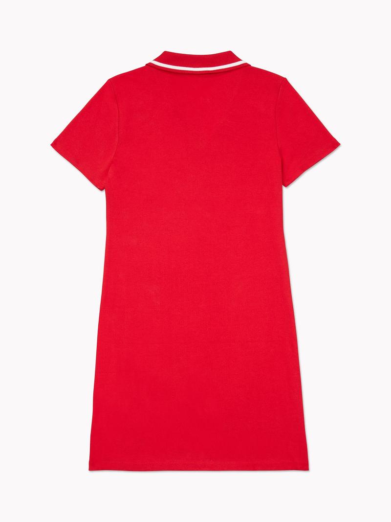 Női Tommy Hilfiger Curve Solid Polo Dresses Piros | HU 55PJJ